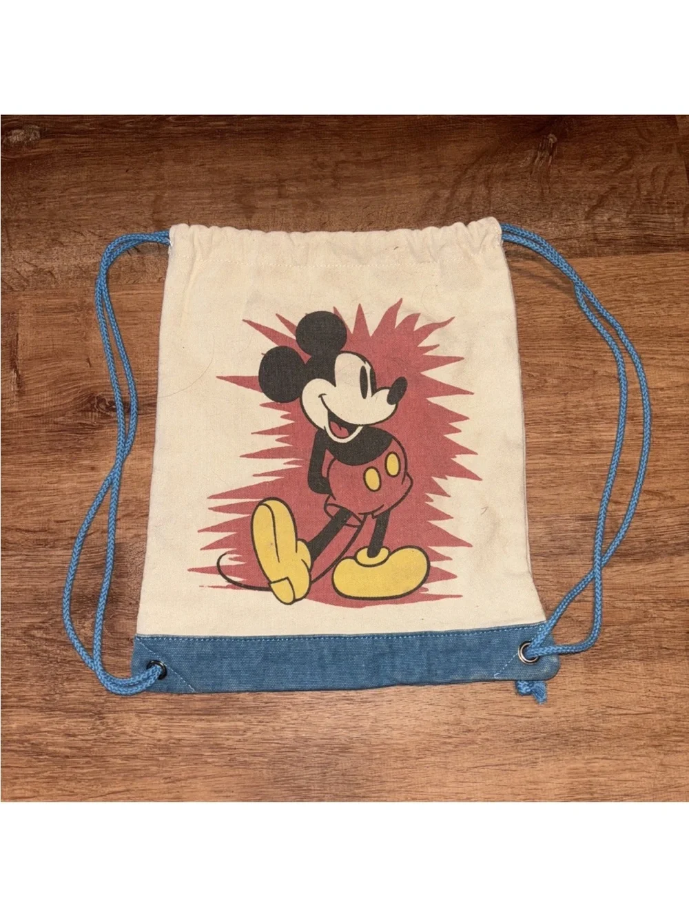 Disney X junk food canvas vintage Mickey Mouse rope cinch bag backpack